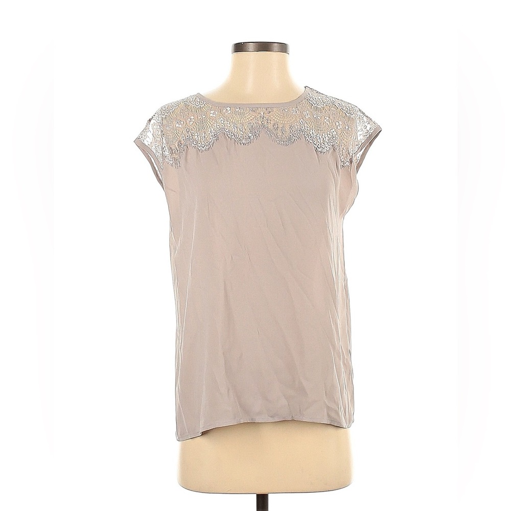 Maurices Soft Gray Sleeveless Lace Accent Blouse